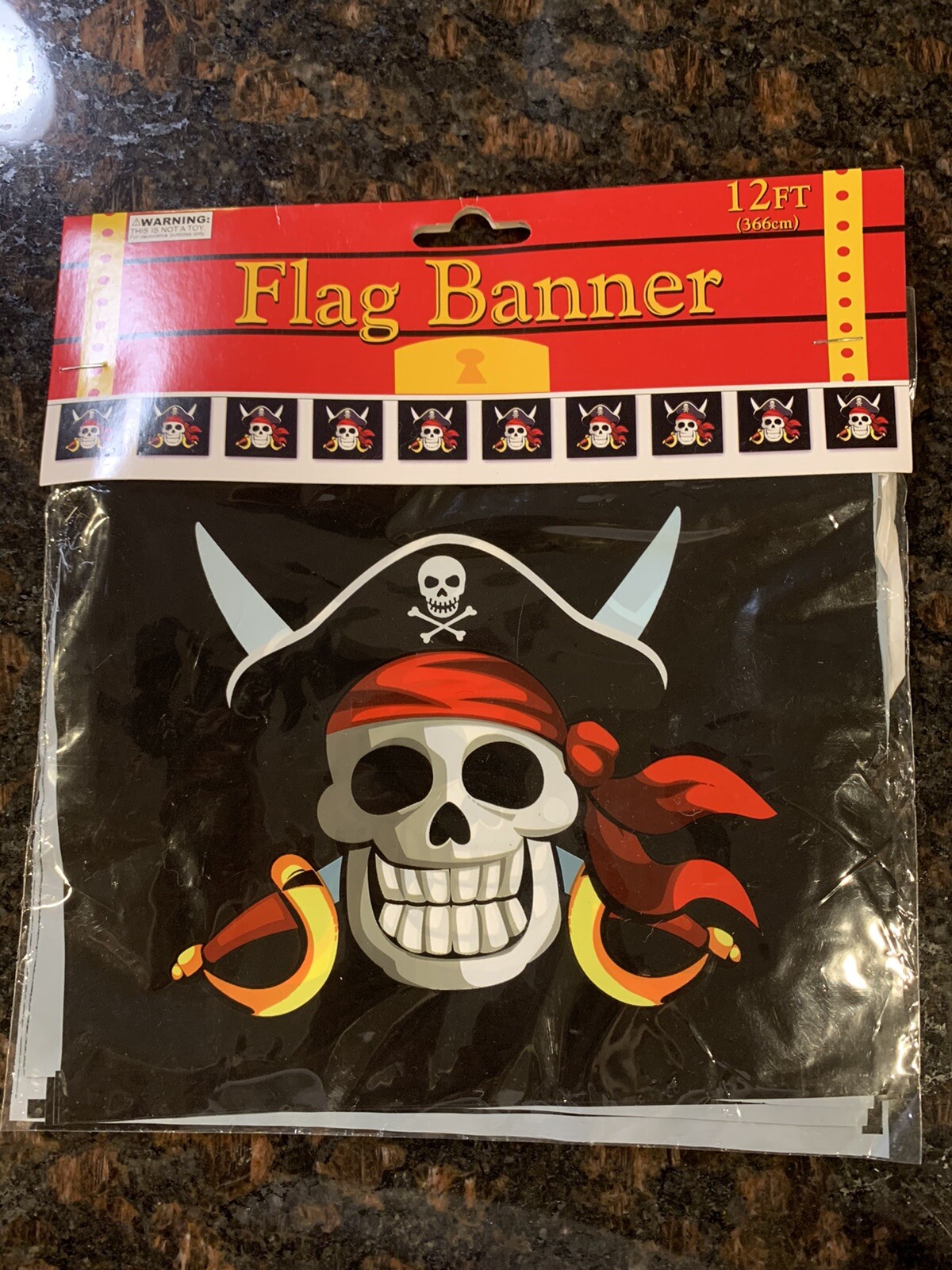 New- 12’ Hanging PIRATE Banner, Happy Halloween