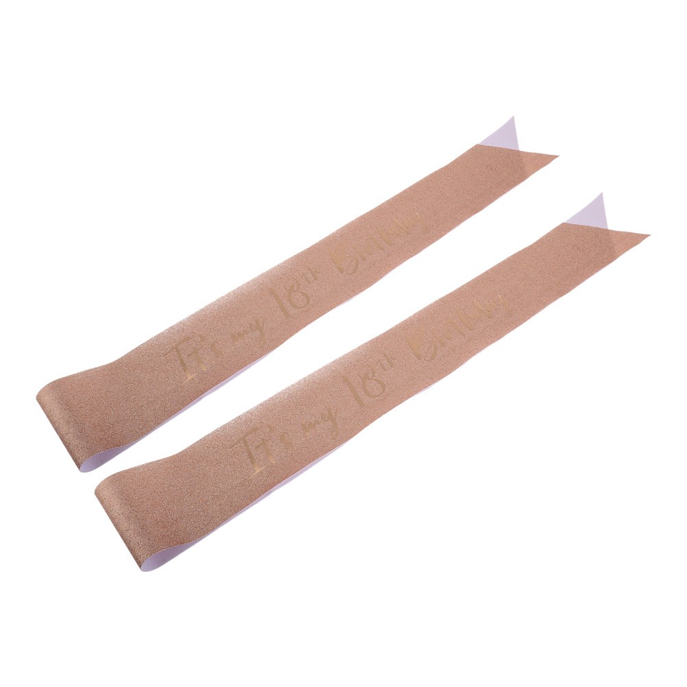 2Pcs Rose Gold 18Th Birthday Sash Fabric Belts for Girls Birthday Party Outfit