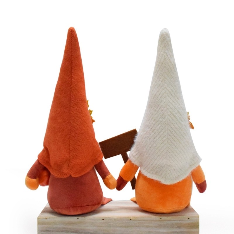 1Pair Handmade Autumn Gnomes Doll Centerpieces Thanksgiving Tabletop Decoration