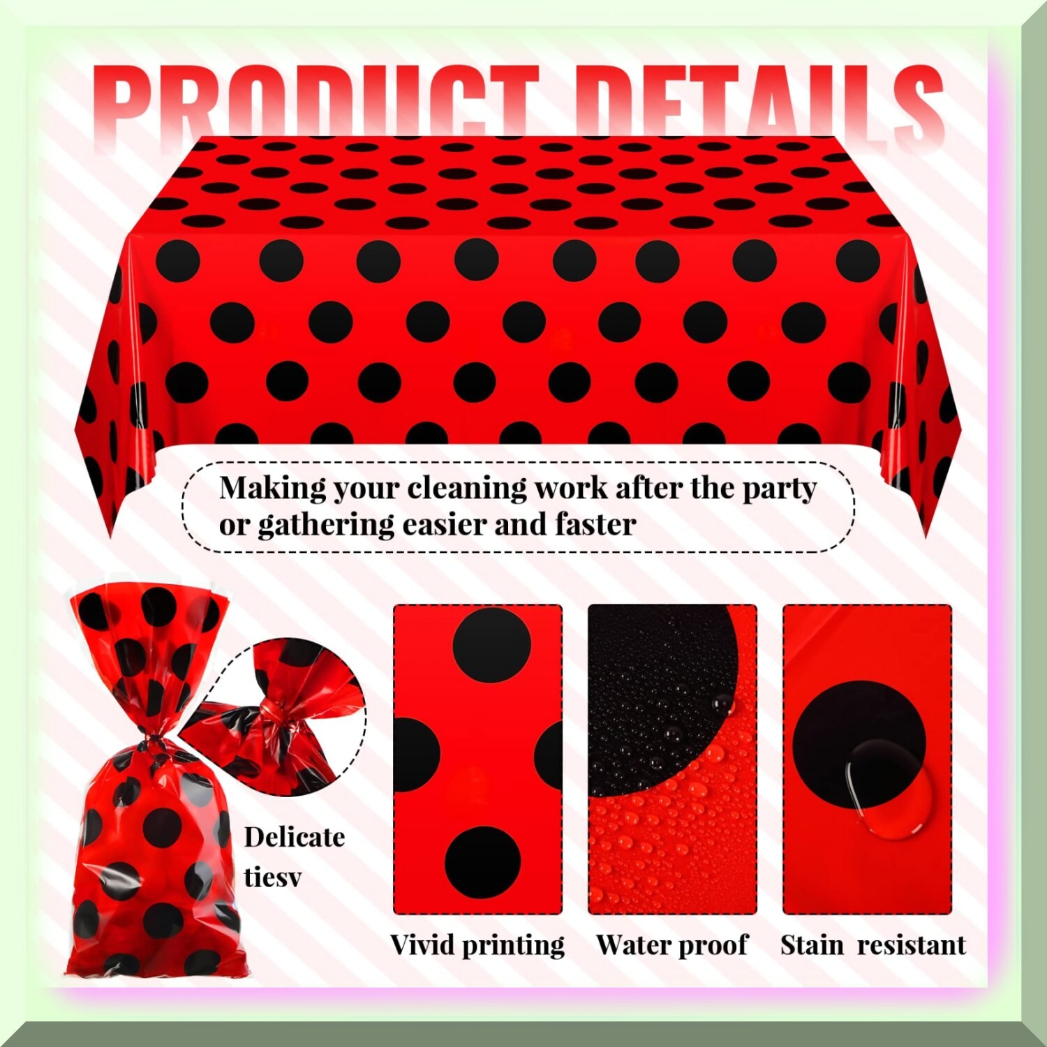 Ladybug Party Supplies Set with Favor Bags Tablecloth Balloons