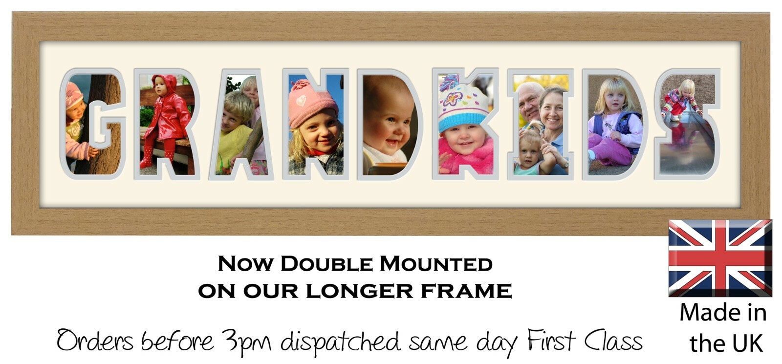 Grandkids Photo Frame Photos in a Word, Gift for Nanny & Grandad.