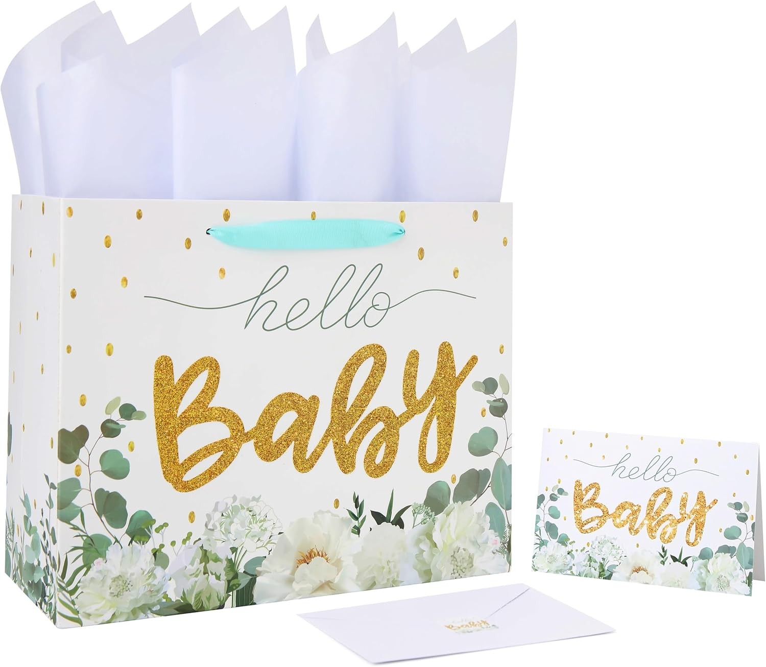 Lar White Bag Set with Greeting Card and Tissue Papers for Girls’