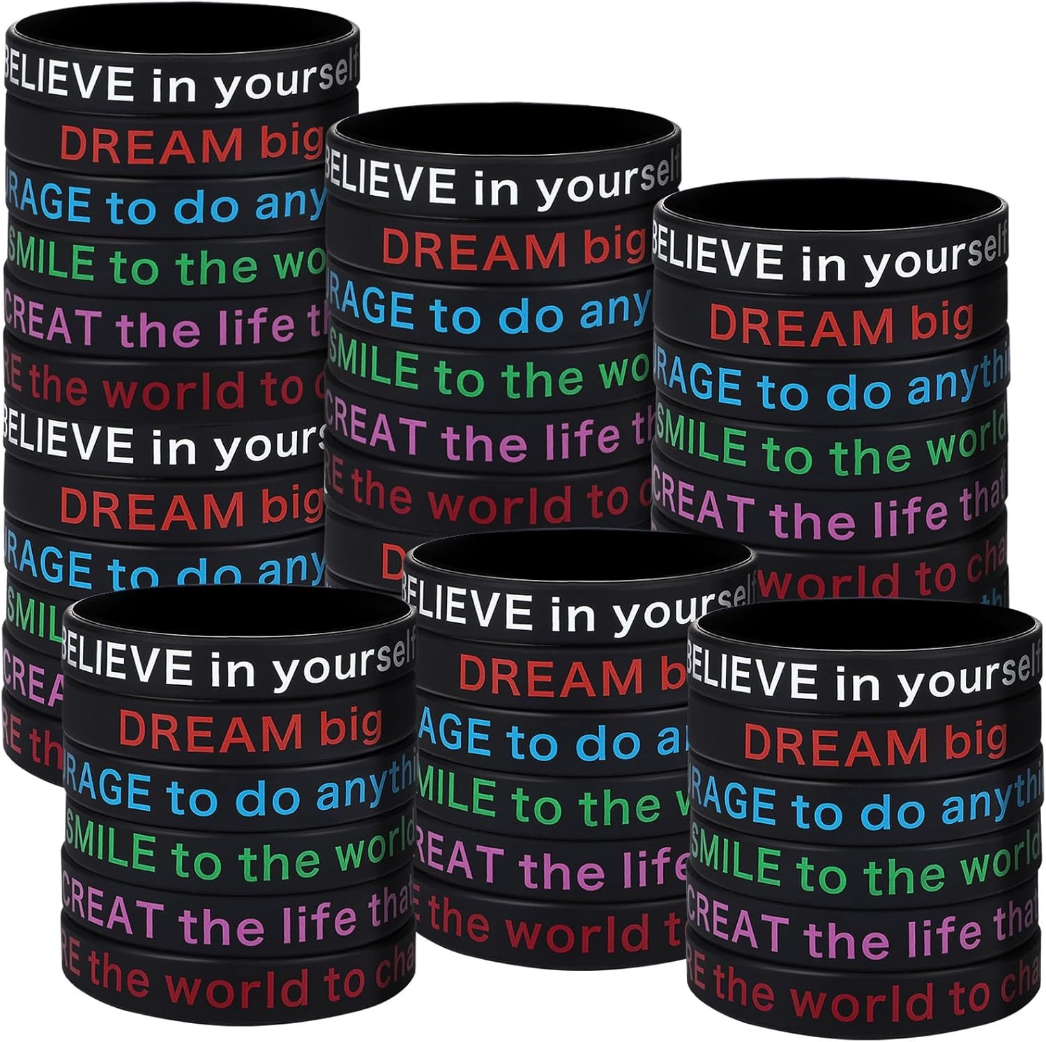 36 Pieces Motivational Wristbands for Men Women Inspirational [MULTIPLE]