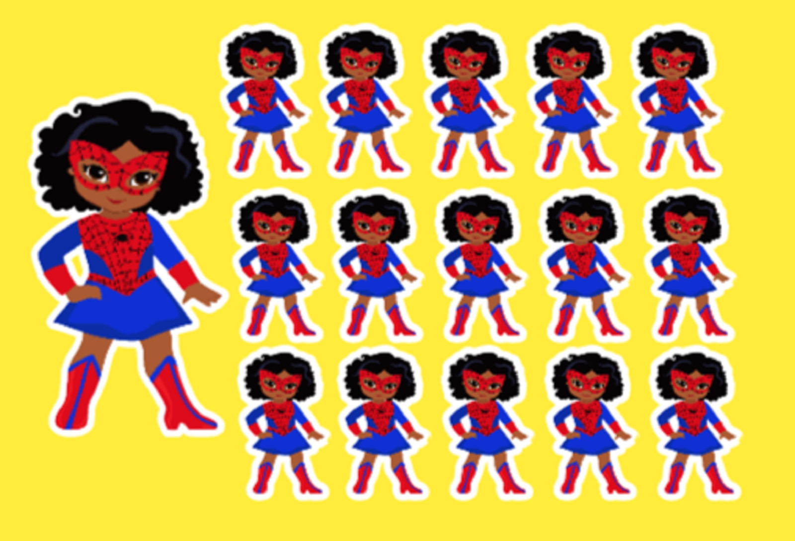 African American Spiderwoman Superhero Sticker for planners and scrapbooking