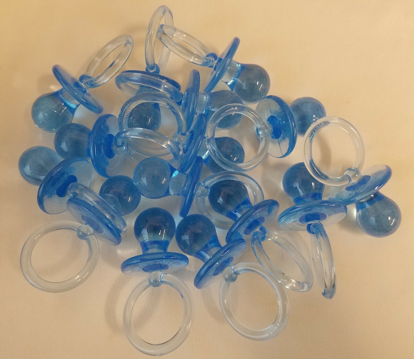 Lot of 15 Large Blue Acrylic Plastic Pacifiers Baby Shower Favors Decorations