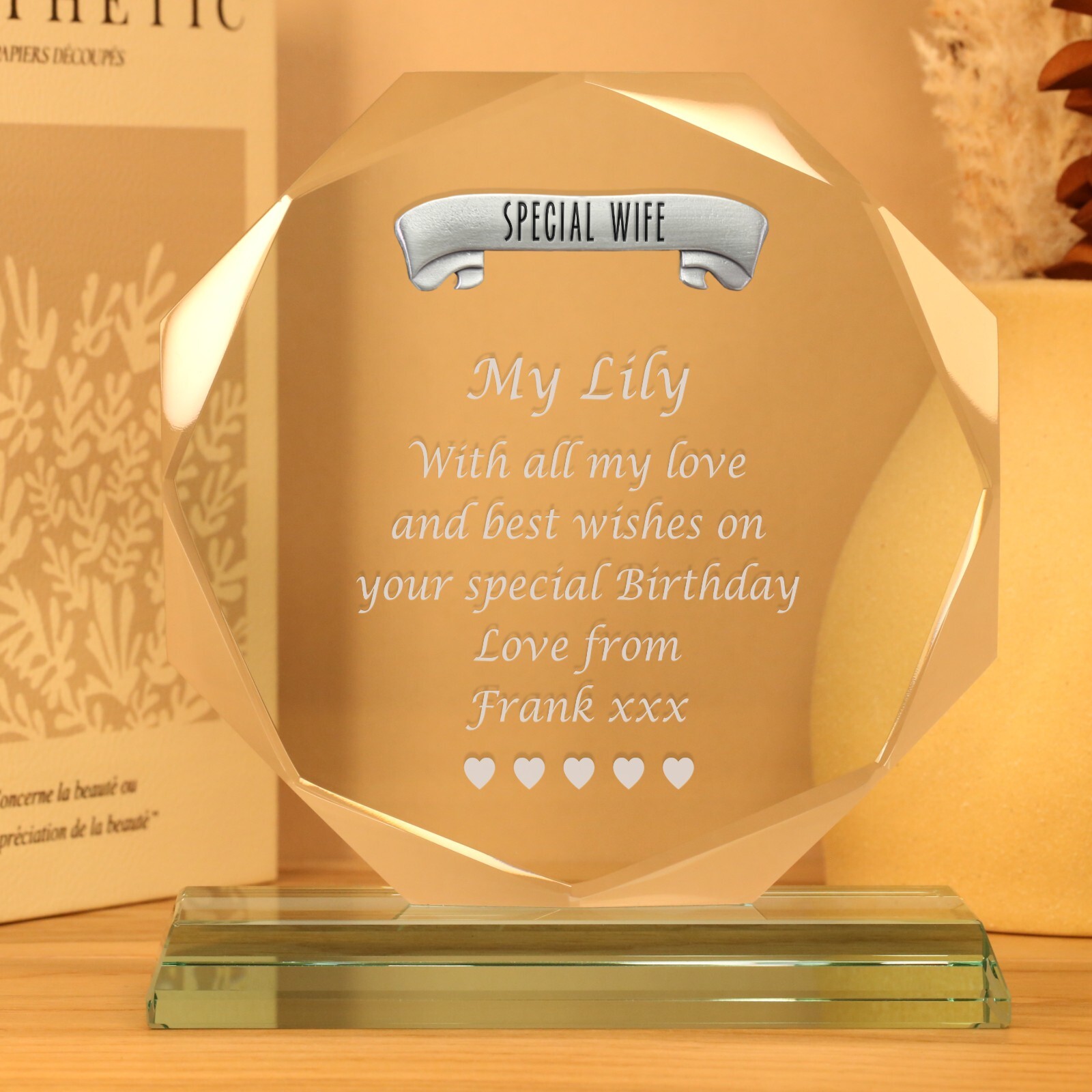 Engraved Special Wife Cut Glass Gift Birthday Christmas In Sympathy Gifts