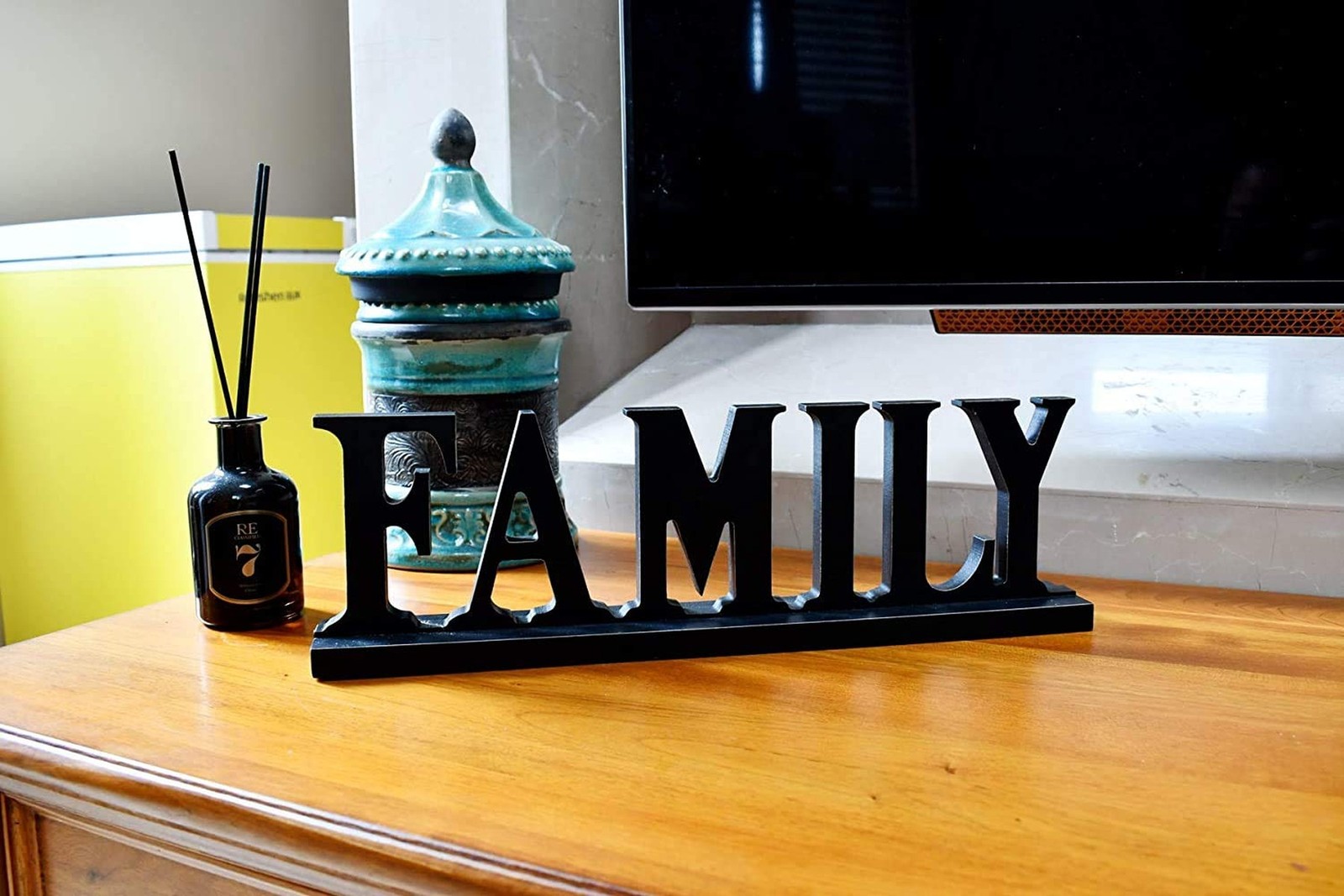 Morning View Wooden Family Sign Decor Black Free Standing Letters Cutout Wood…