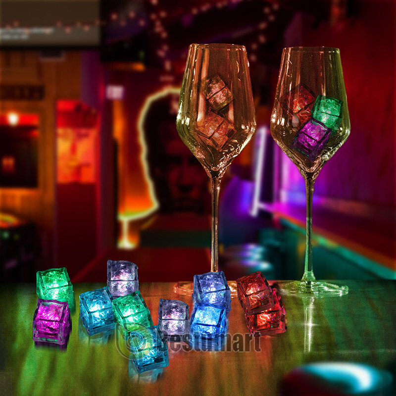 8/48xMulti Color Rainbow Flash Light Up Ice Cube LED Glow Ice Cube ON/OFF SWITCH