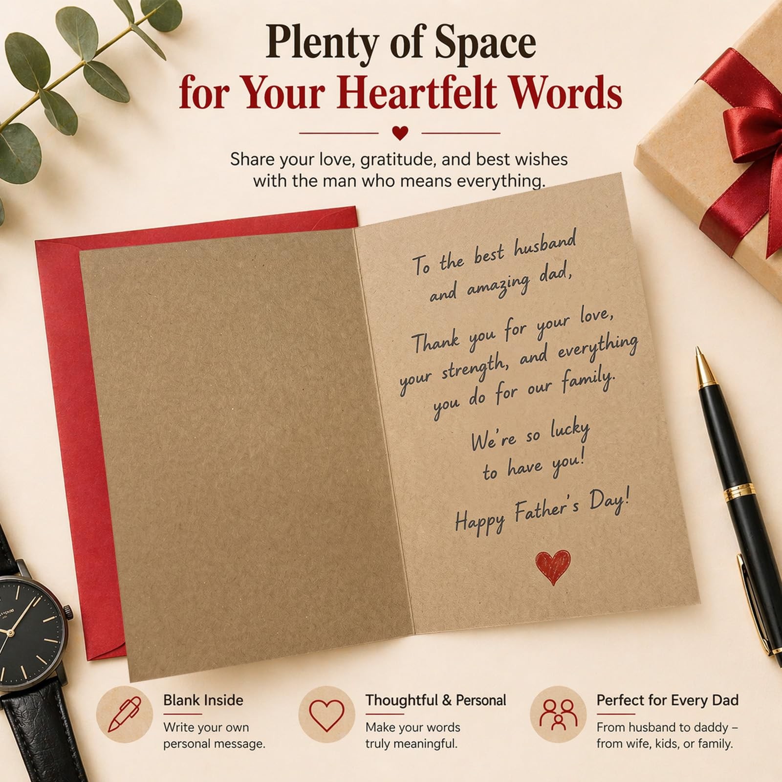 yrrBgo Sweet Fathers Day Card Gifts for Husband Boyfriend,Romantic kraft 108