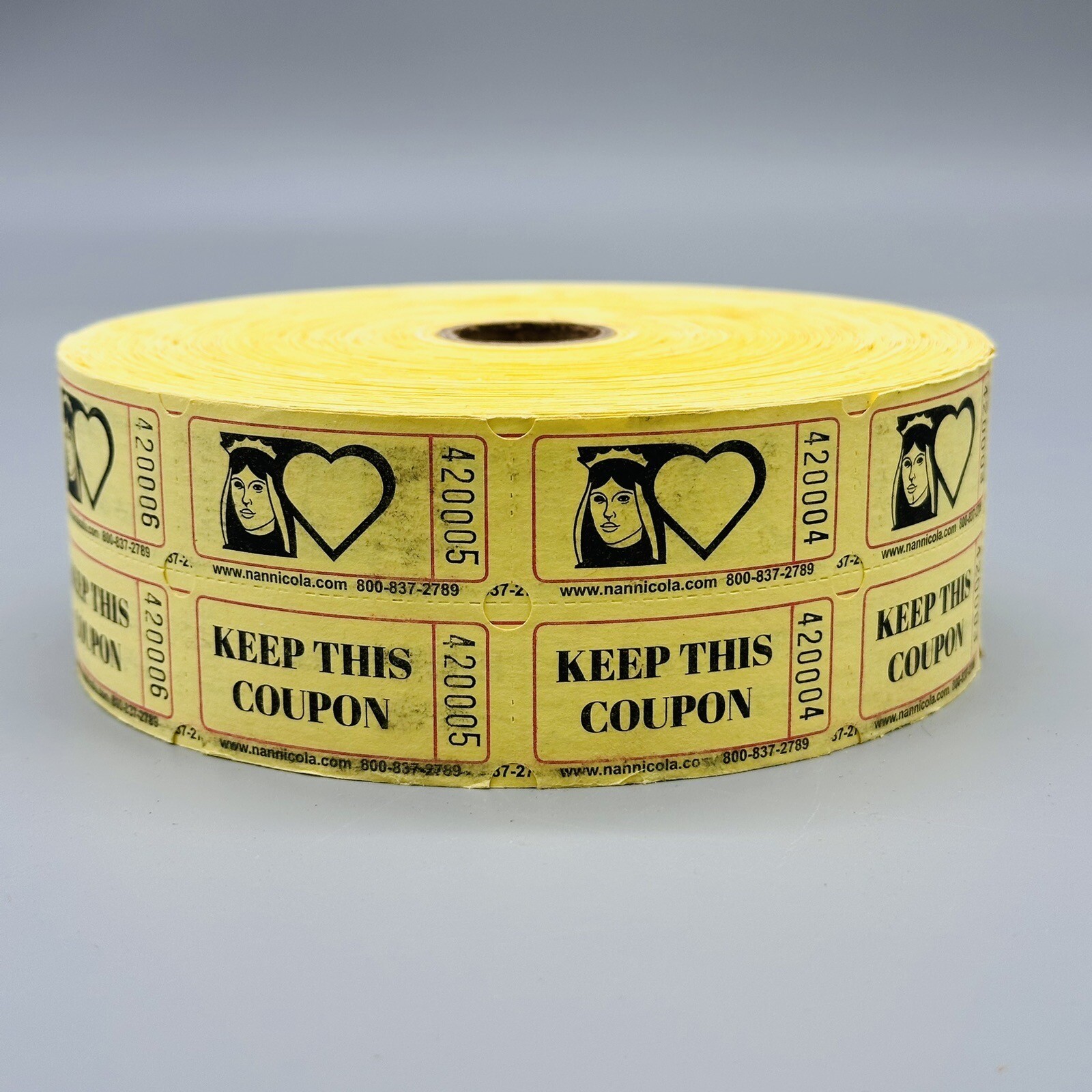 2000 Yellow Raffle Tickets Double Stub Roll Split the Pot 50/50 Queen of Hearts