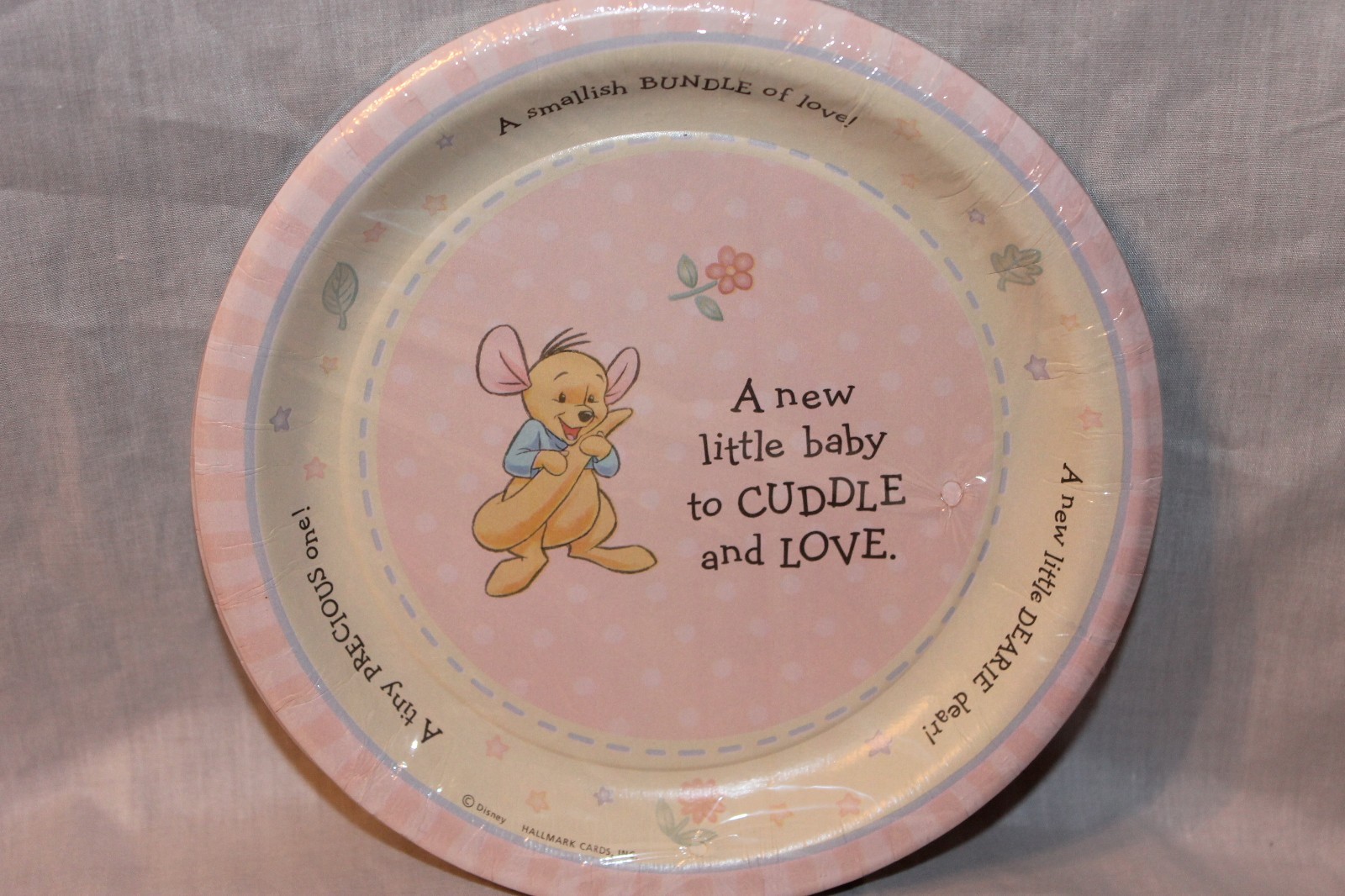 WINNIE THE POOH BABY ROO 8- DESSERT PLATES PINK PARTY SUPPLIES