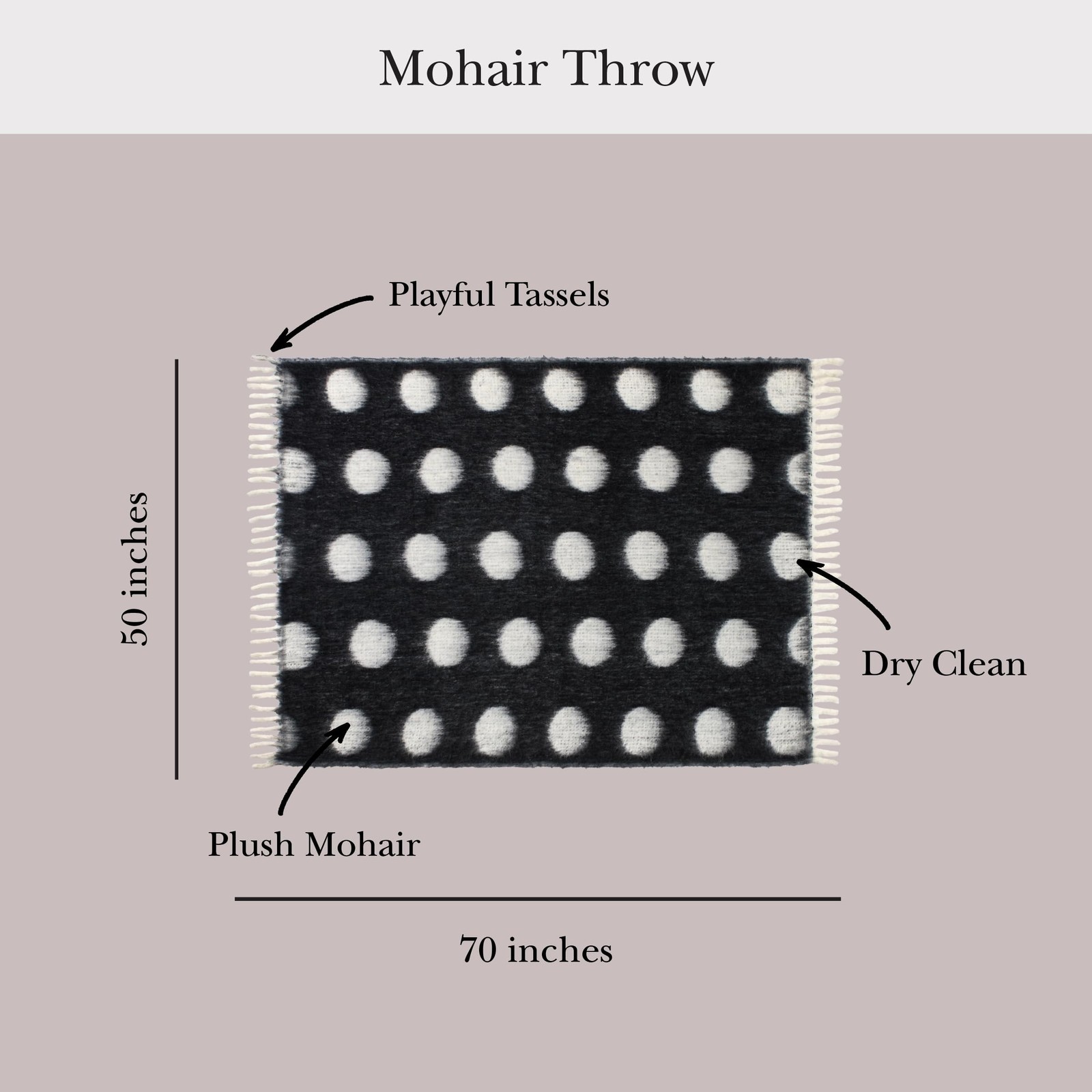 kate spade new york Dots Throw, 50″ x 70″, Mohair Blend Decorative Throw for …