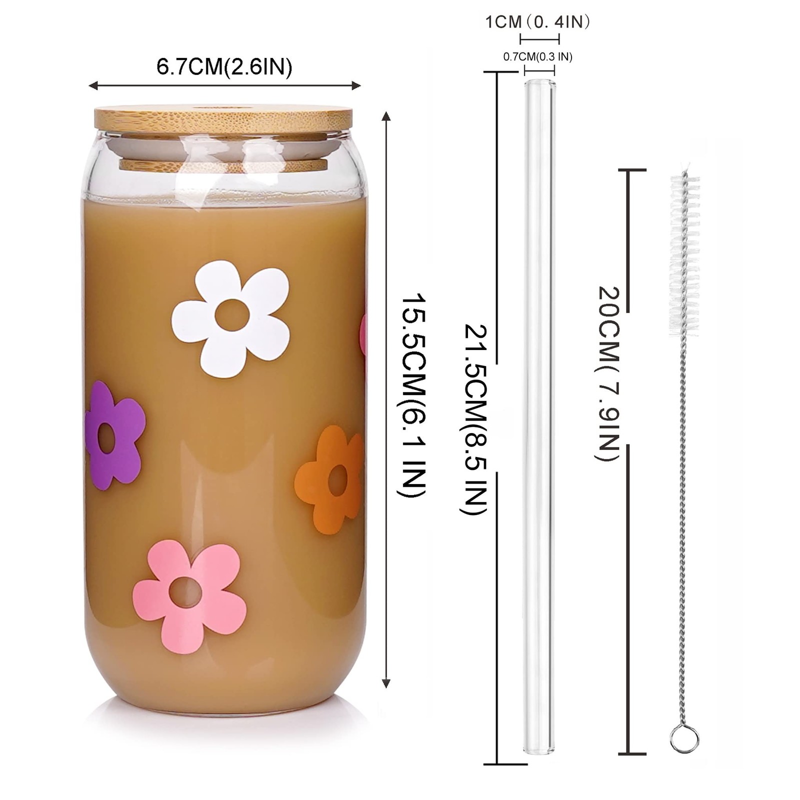 Mason Life Glass Cups with Lids and Straws, 18OZ Iced Coffee Cups with Lids, …