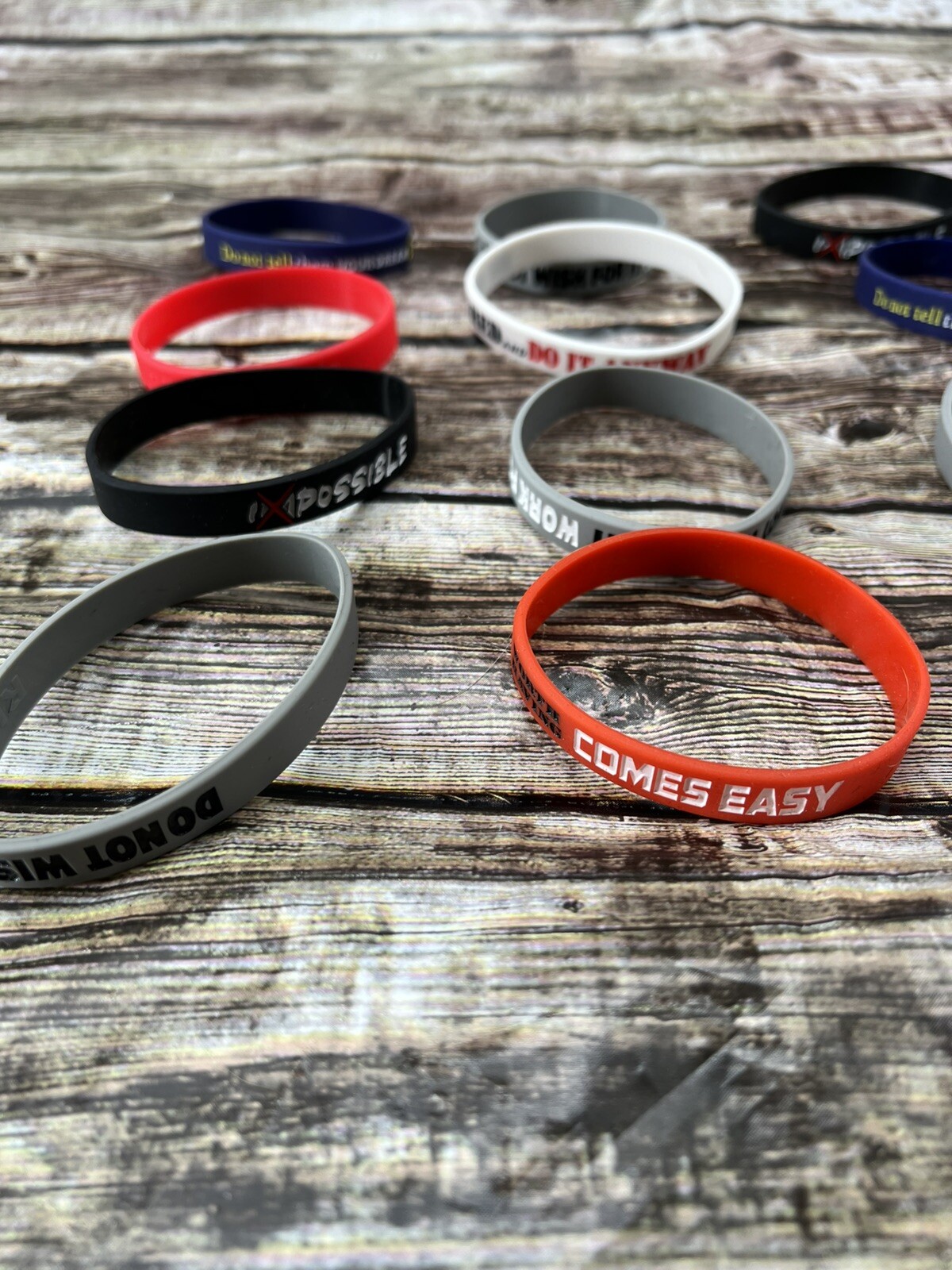 12 Pack Motivational Wristbands for Men, Women & Teens, 12X8” Silicone Bracelets