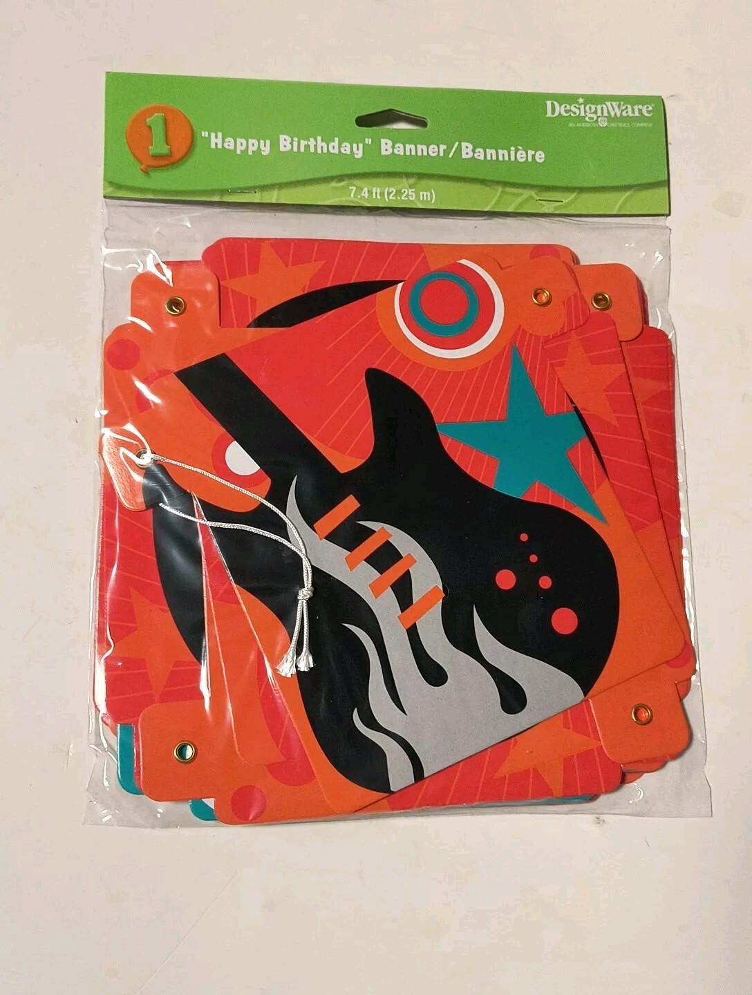 Happy Birthday Rock Star Guitar Large Hanging Banner 7.4 ft. x 5 3/4 in. NIP