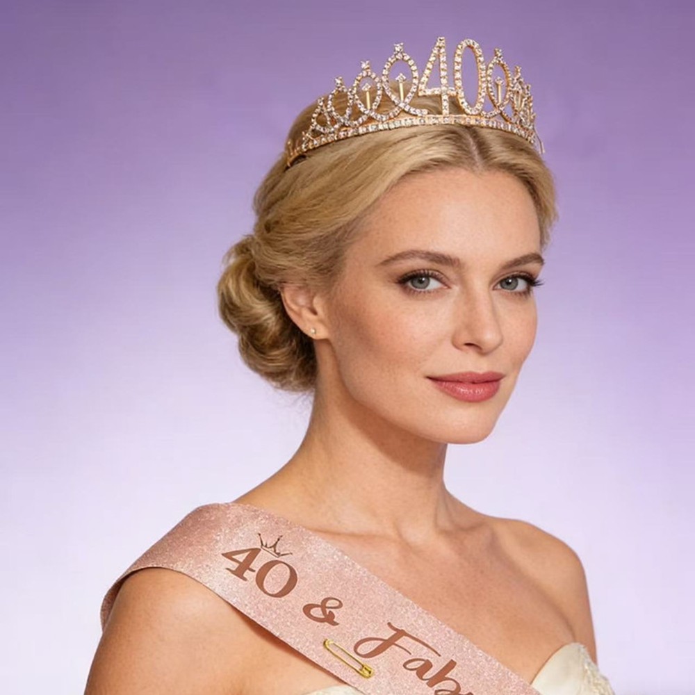 Tiara and Sash Set for Birthday Girls Women Milestone 10th 16th 18th 30th 40th