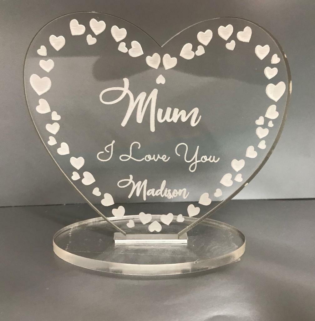 Personalised happy mothers day mother’s day I love you heart plaque gift Mum Nan