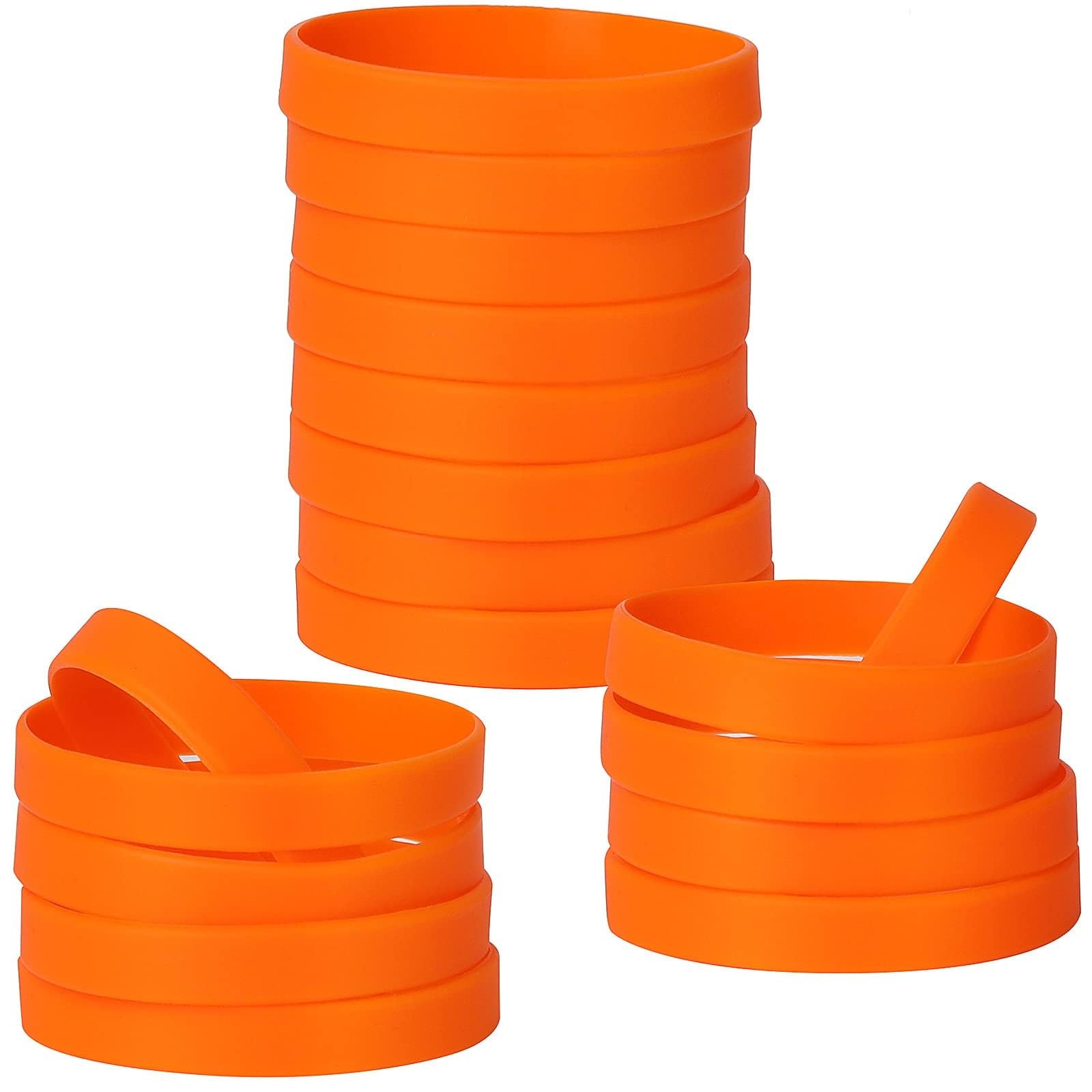 50 pcs Orange Silicone Elastic Wristbands, 8 inch Wrist bands Wholesale Bulk …