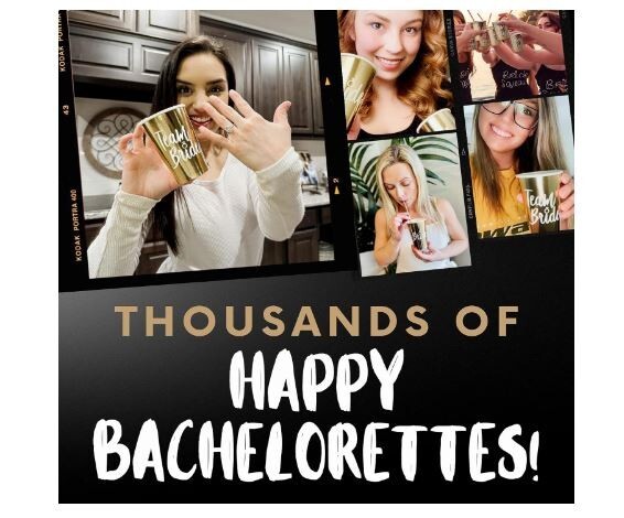 Team Bride Bachelorette Party Cups in Metallic Gold, 15 Count