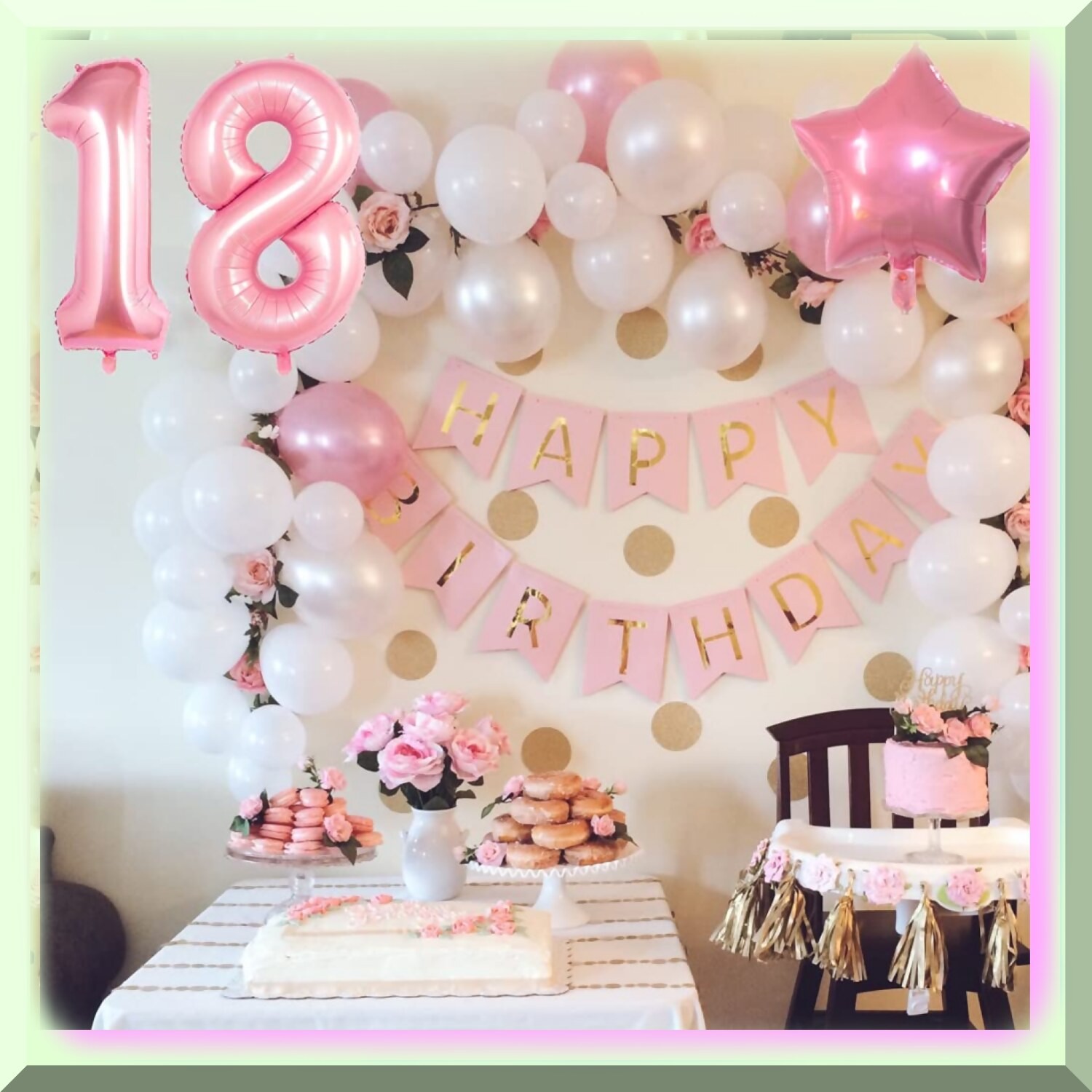 18th Birthday Pink Party Decorations Set
