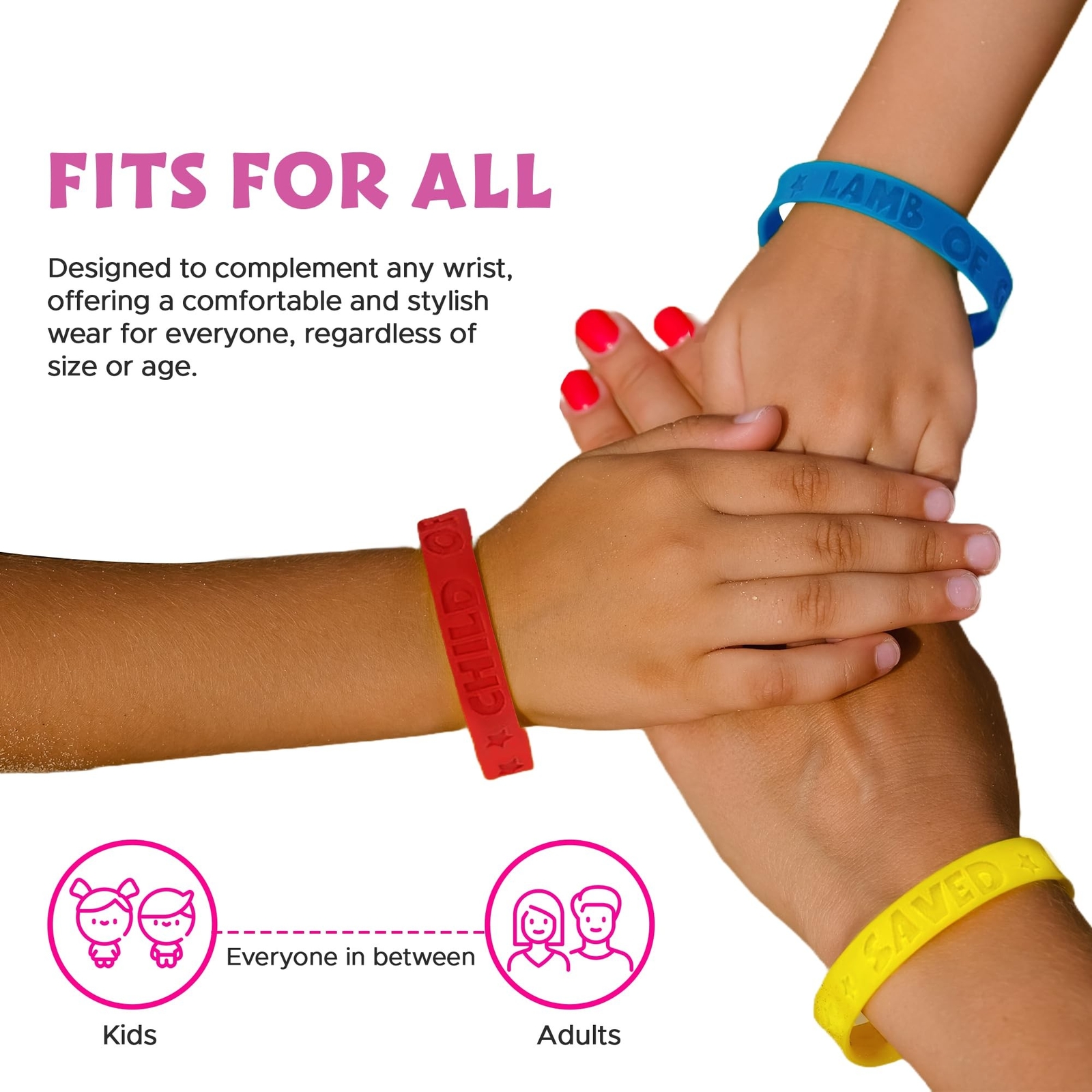 Podzly 100 Pack of Christian Bracelets – Motivational Silicone Wristbands wit…