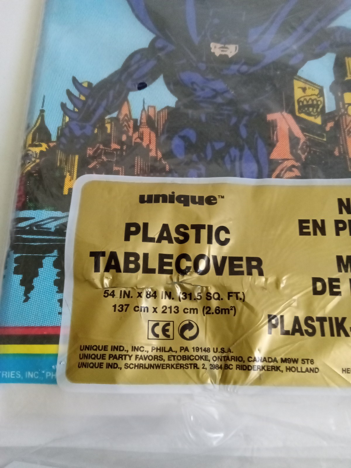 1995 DC Comics, Batman Forever Party Plastic Tableclover 54 In X 84 In