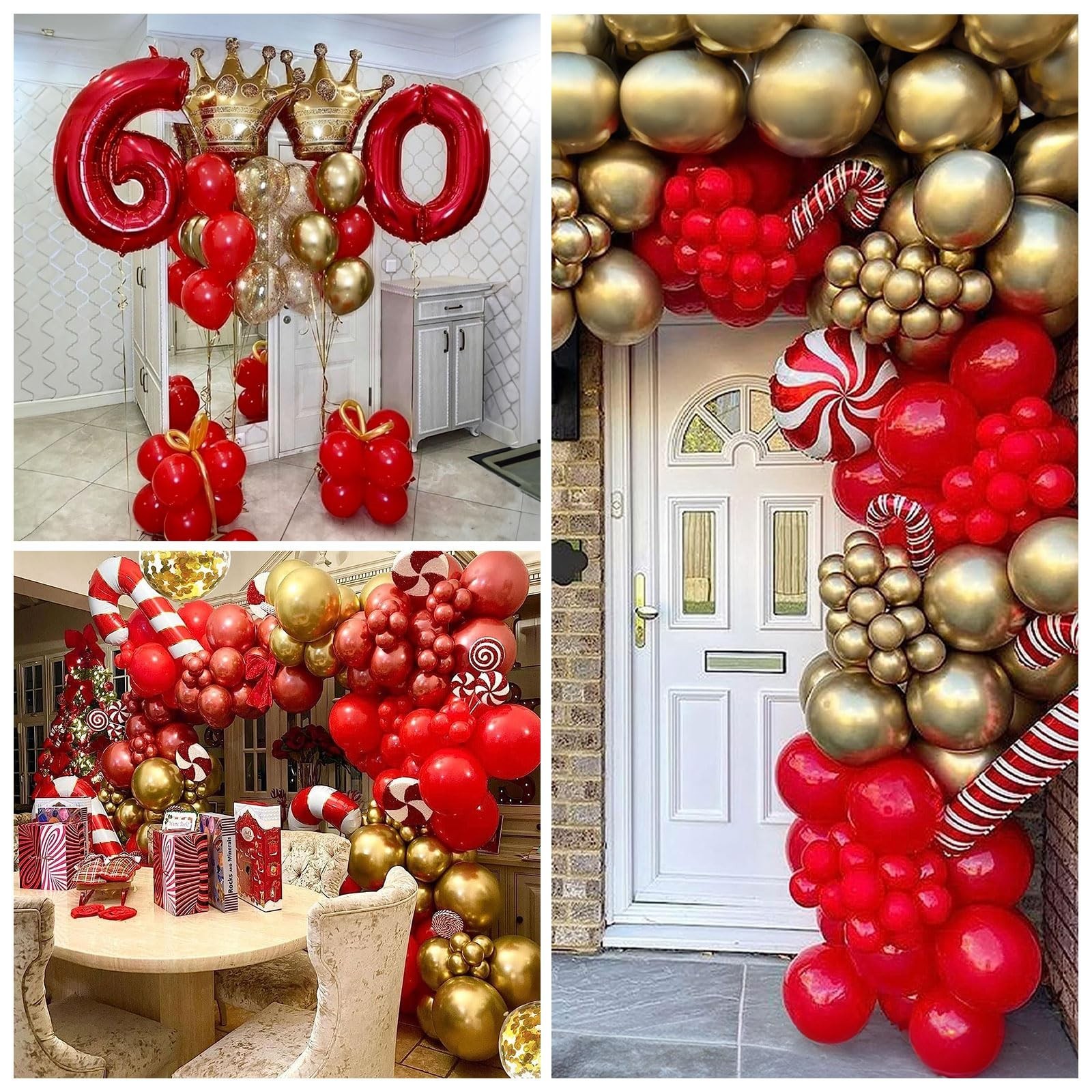 Red and Gold Balloon, 60 Pack 12 Inch Different Shades Red Party Balloons, Da…