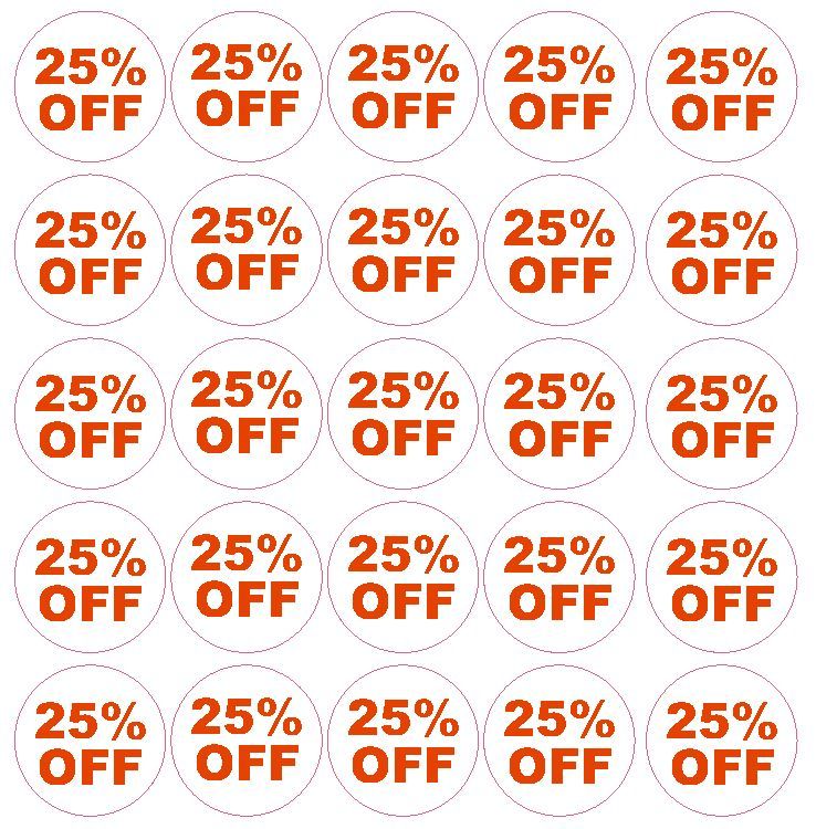 25% Percent Off Sale Sticker Retail Store FLEA MARKET Boutique MADE IN USA #D61