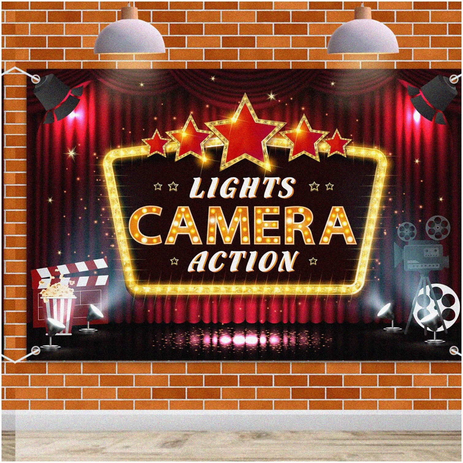 Red Carpet Cinema Party Banner 6x4ft Polyester