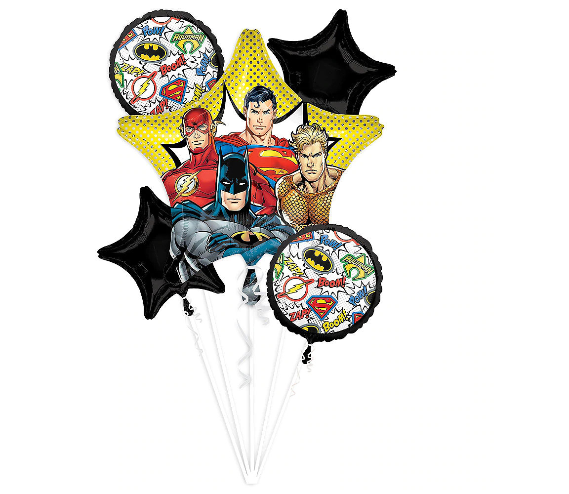Justice League Comics Balloon Bouquet 5pc – New!