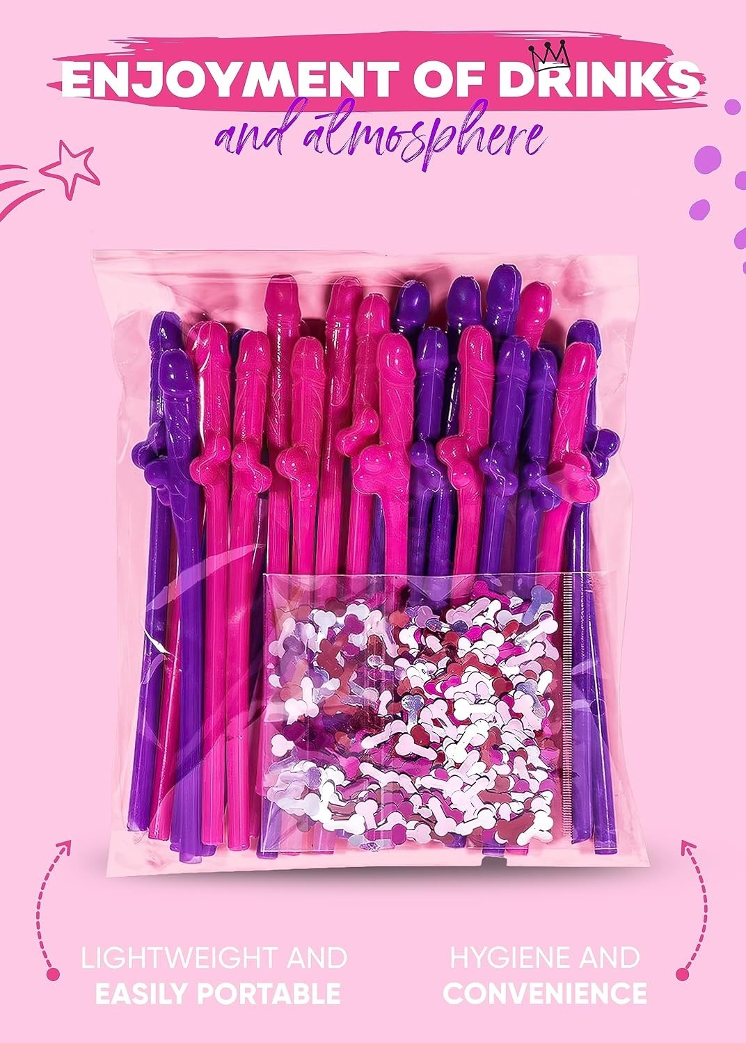 30 pcs Bachelorette Pennis Straws Party Hen Naughty, Willy Shaped Pennis Stra…