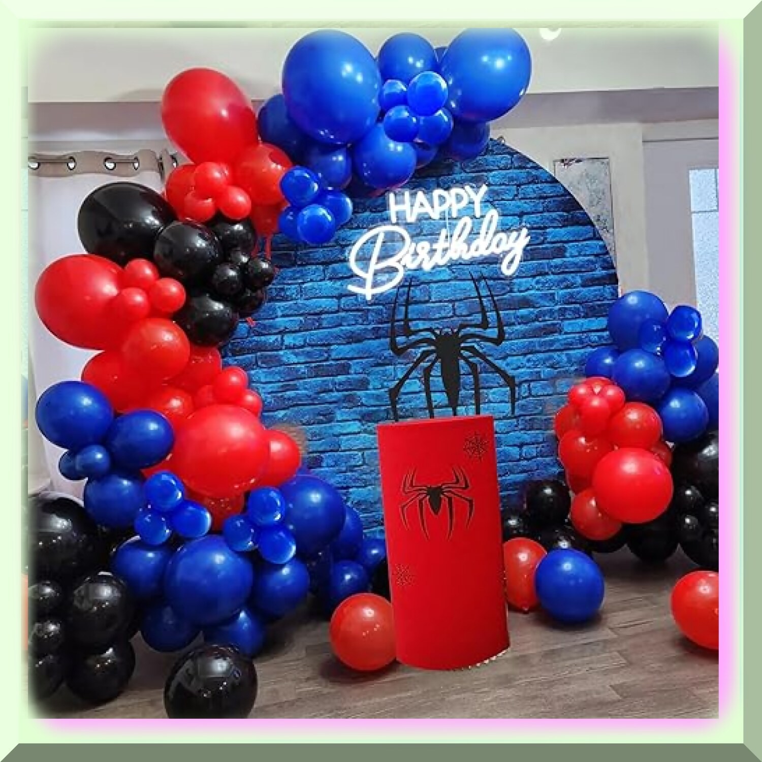 Spiderweb Balloon Arch Kit with Red Blue Black Balloons