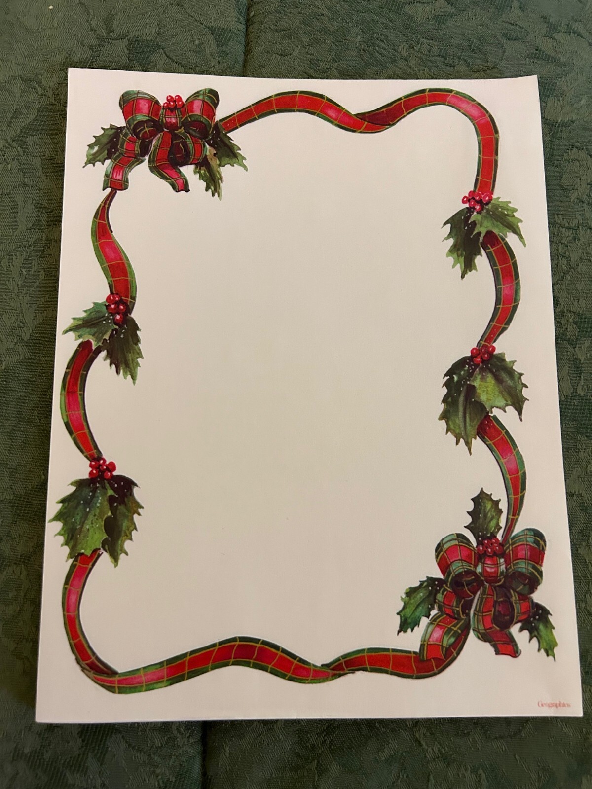 Geographics Red Plaid Ribbon & Ivy 8.5″ x 11″ Christmas Letterhead 42 Sheets