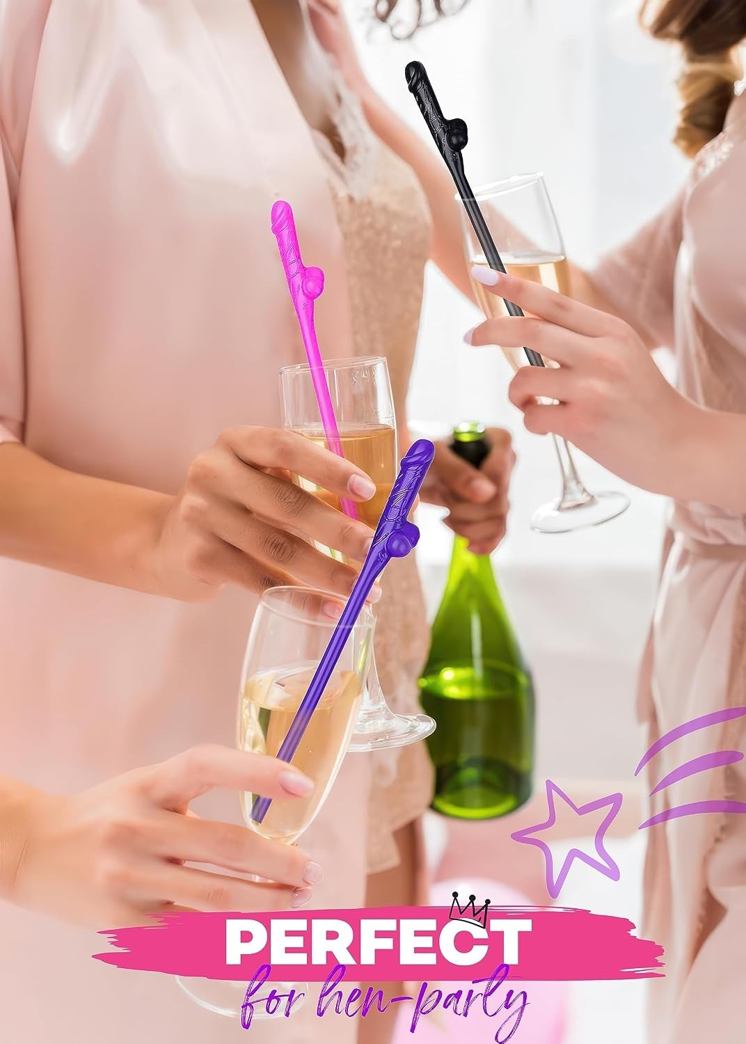 30 pcs Bachelorette Pennis Straws Party Hen Naughty, Willy Shaped Pennis Stra…