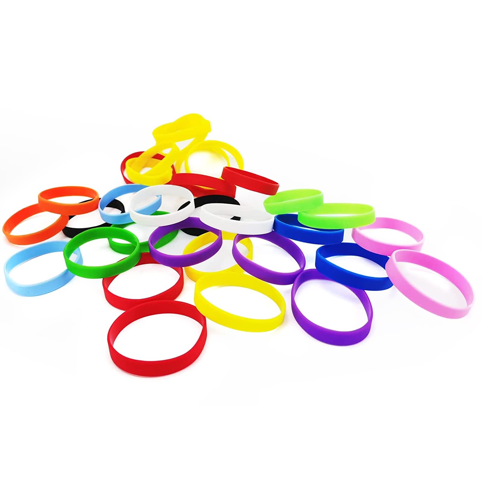 100PCS Silicone Bracelets Wristbands for ,Pink Blank Wristbands Elastic Brace…