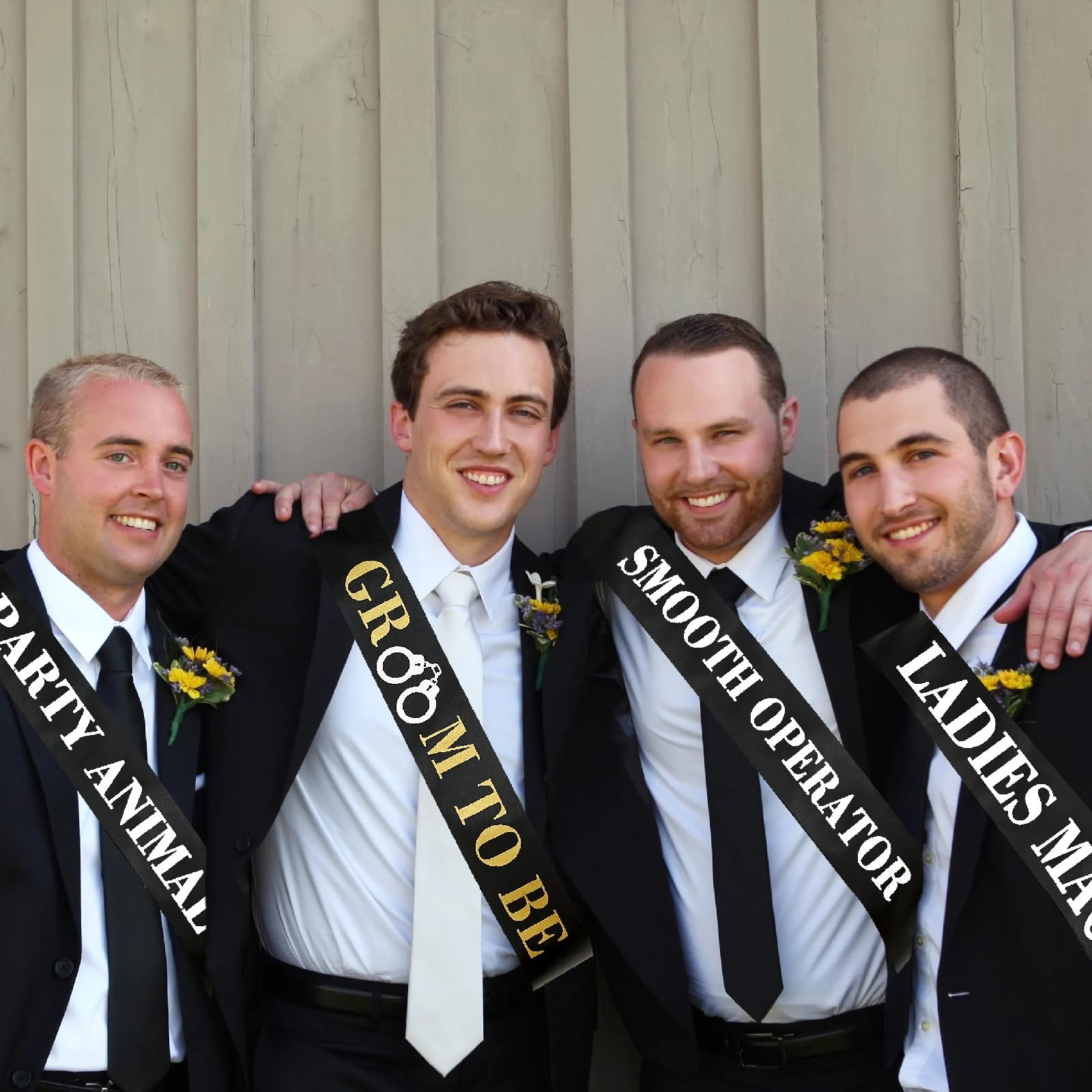 18 Pack Funny Bachelor Party Sashes & Pins – Groomsmen Team Groom Decorations, B