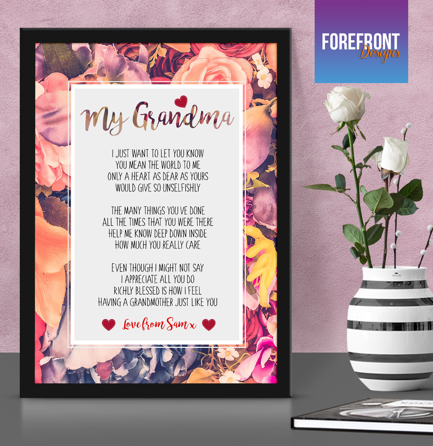 Personalised POEM PRINT, perfect GRANDMA/GRANDAD gift/keepsake,poster framed