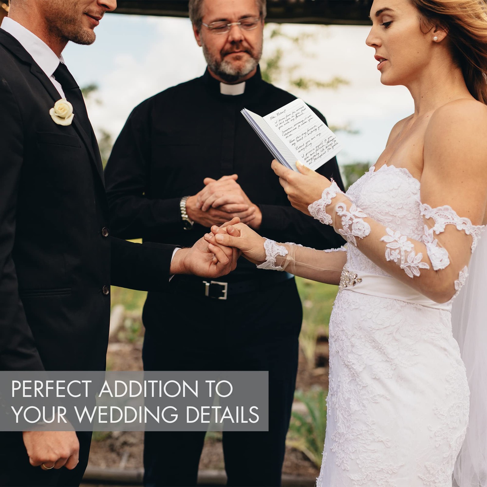 Personalized Wedding Vow Books, Gold Foil Design, Brown