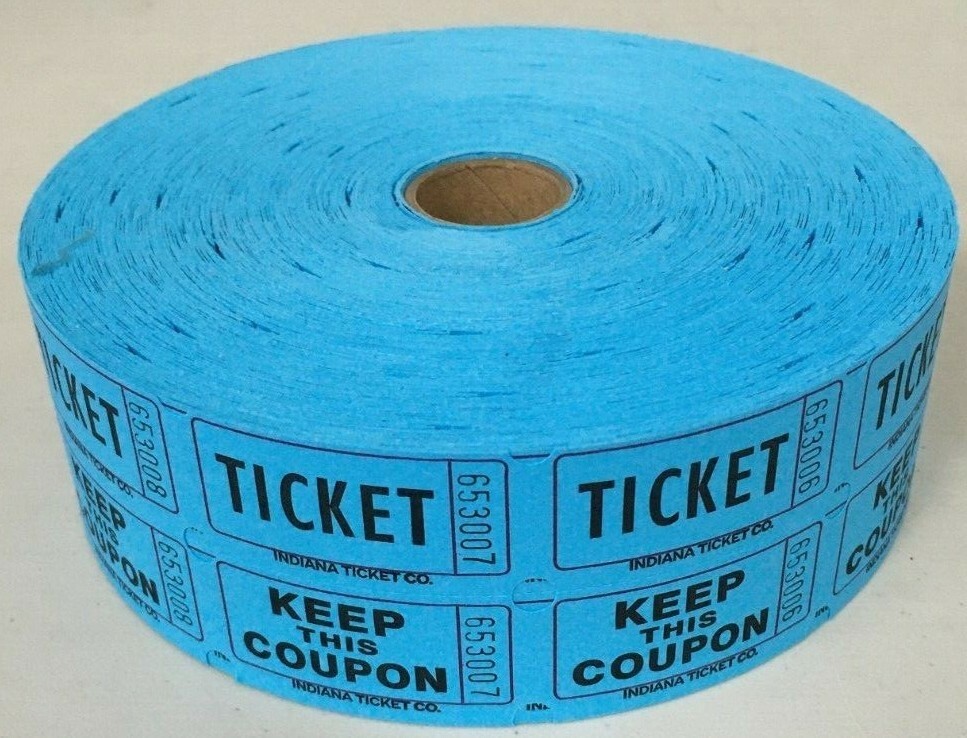 Raffle Tickets Double Stub Roll of 2000 Blue Split the Pot 50/50 Carnival Events