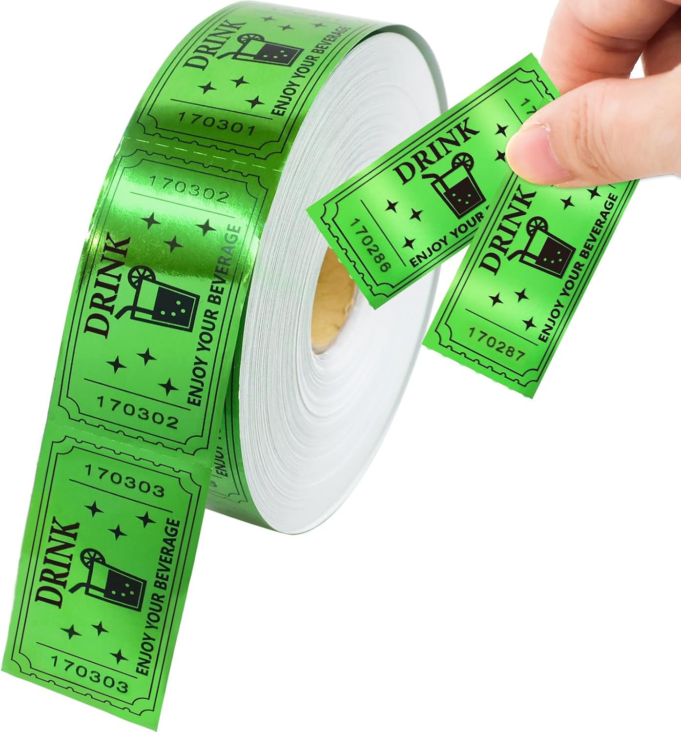 1000Pcs Green Raffle Tickets Roll Drink Tickets for Events Carnivals School C…