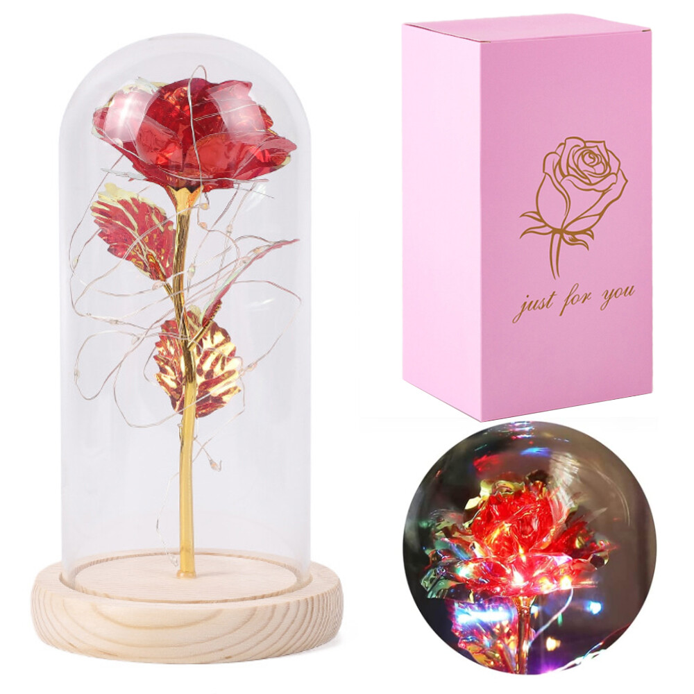 Crystal Galaxy Enchanted LED Glass Forever Rose Valentine’s Day Home Dome Gifts