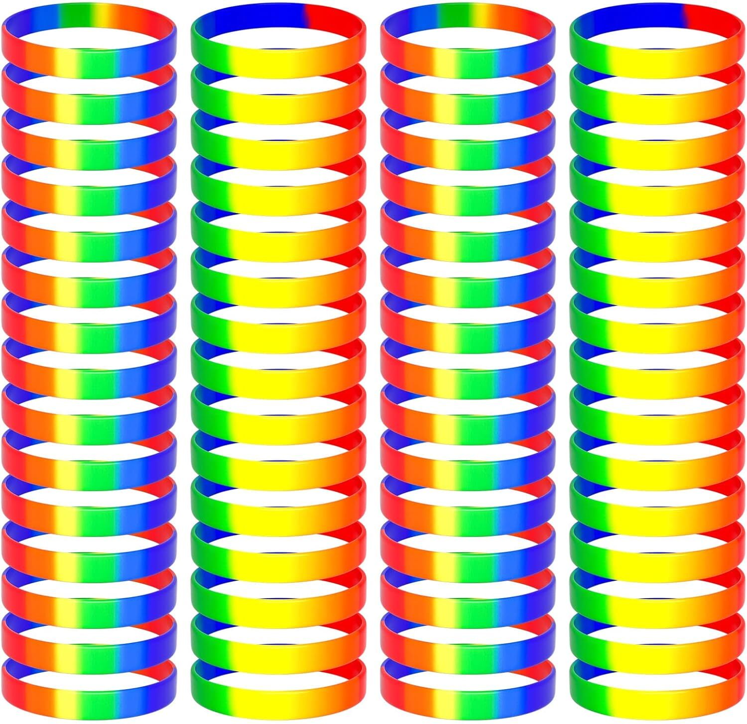 40pcs Gay Pride Wristbands Rainbow Silicone Wristbands LGBT Lesbian Rainbow W…