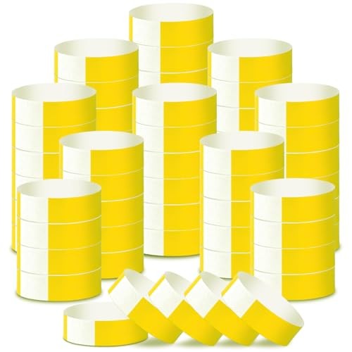 2000 Pcs Paper Wristbands for Events Waterproof Neon Wrist Bands Yellow