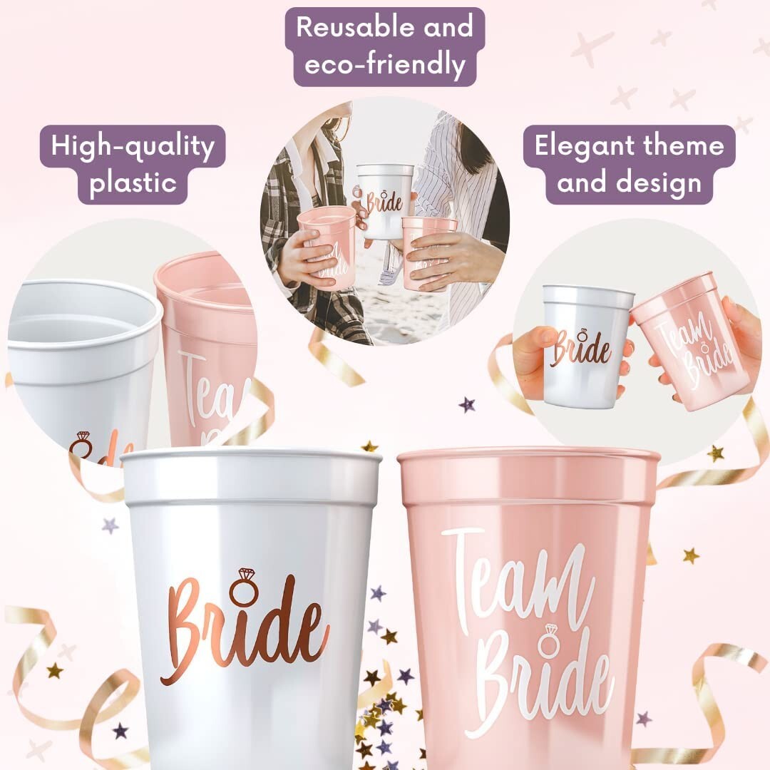 Team Bride Bachelorette Party Cups 11 Pack – Bachelorette Party Decorations CL1