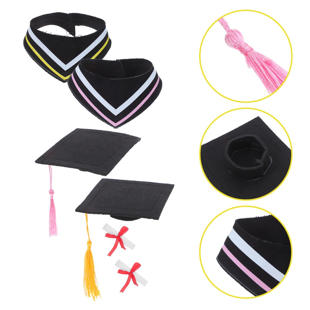 2 Sets Graduation Toy Bear Doll Outfit Graduation Gown Set Assorted Color Plush
