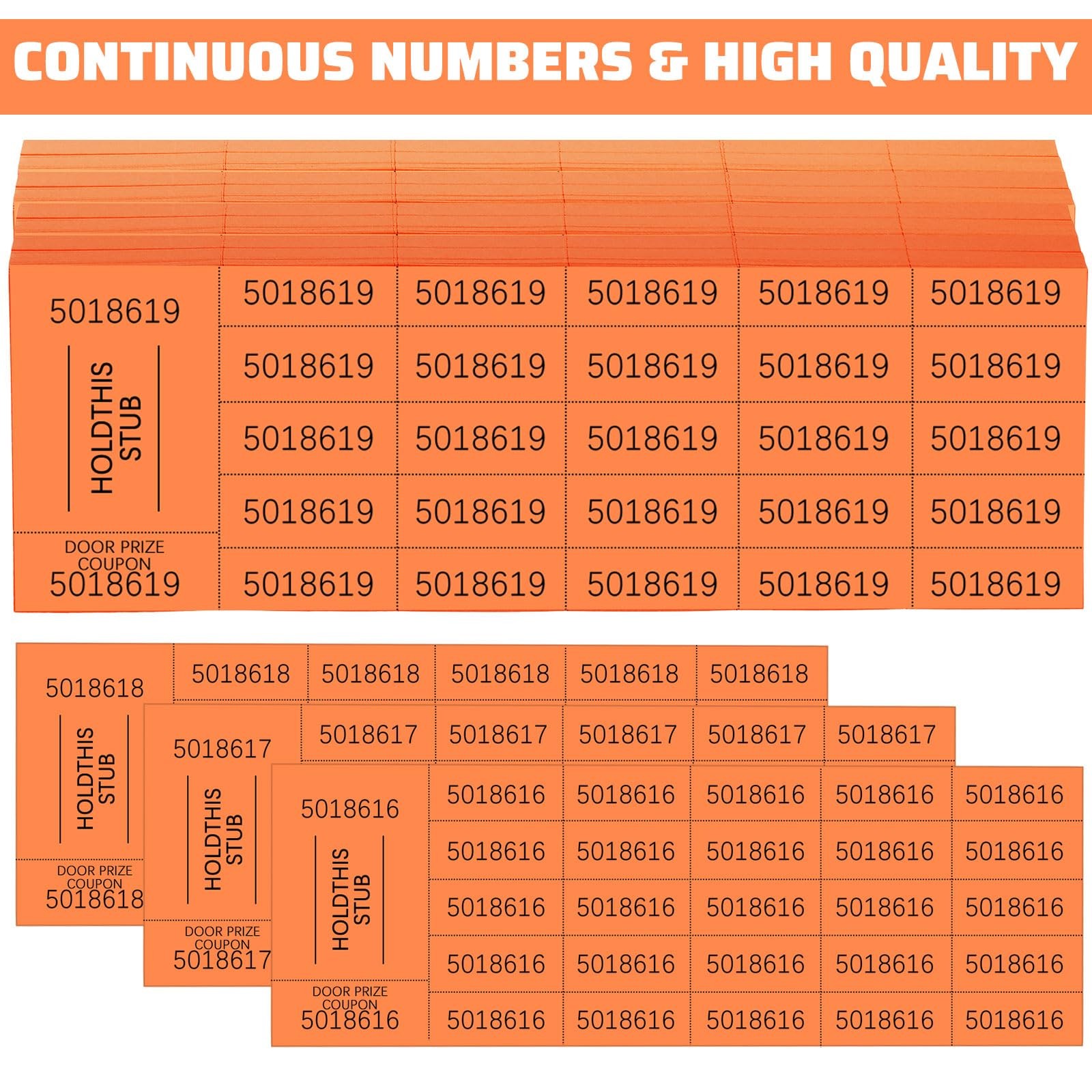 504 Sheet 25 Bid Raffle Ticket Different Number Chinese Silent Auction Orange
