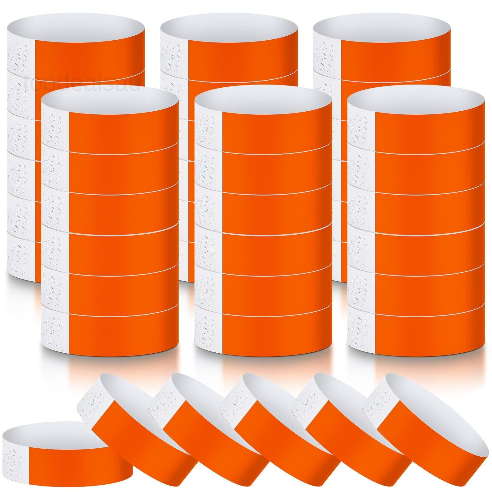 600 Packs Paper Wristbands for Events Neon Party 10 x 0.79 inch, Orange