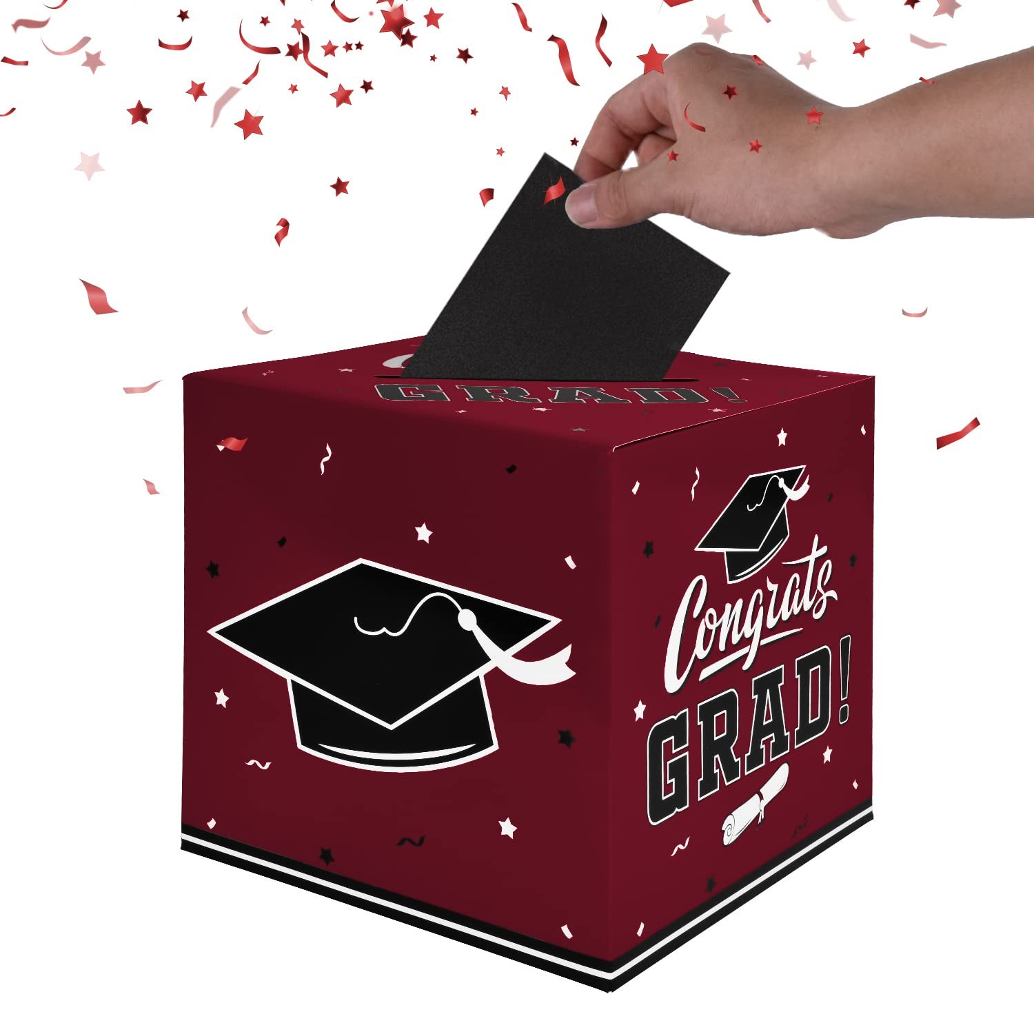 Gatherfun Graduation Party Favors 8.97×8.97×8.97 Inch (Pack of 1), Maroon