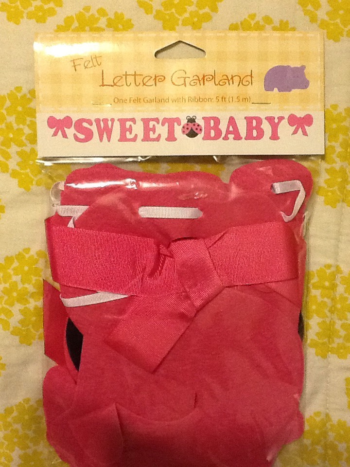 NEW “SWEET BABY” GIRL BABY SHOWER PARTY PINK FELT LETTER GARLAND 5 FT. W/RIBBON
