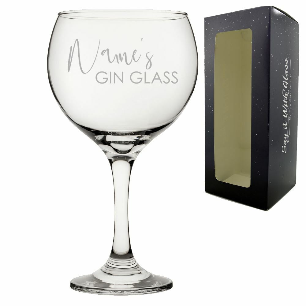 Personalised Engraved Name’s Gin Glass with Gift Box, Personalise with Any Name
